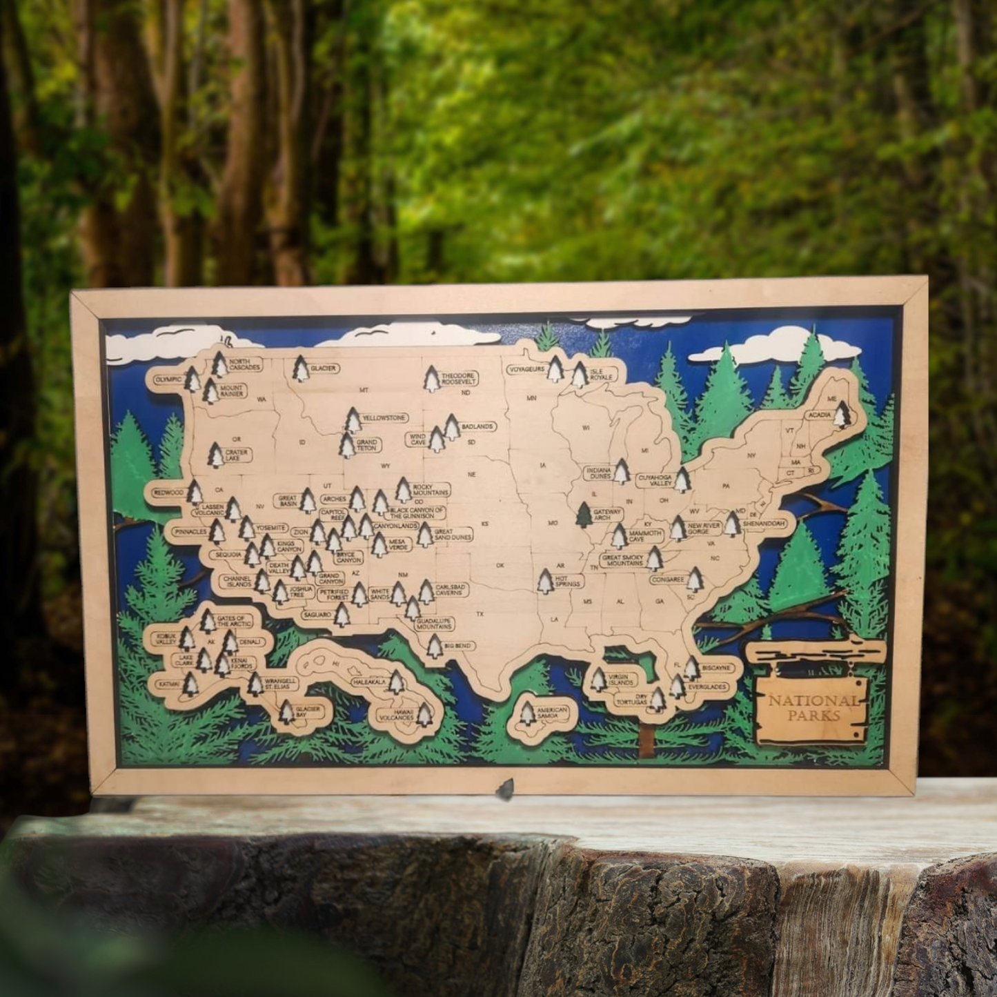National Parks Travel Map - Custom Wall Decor