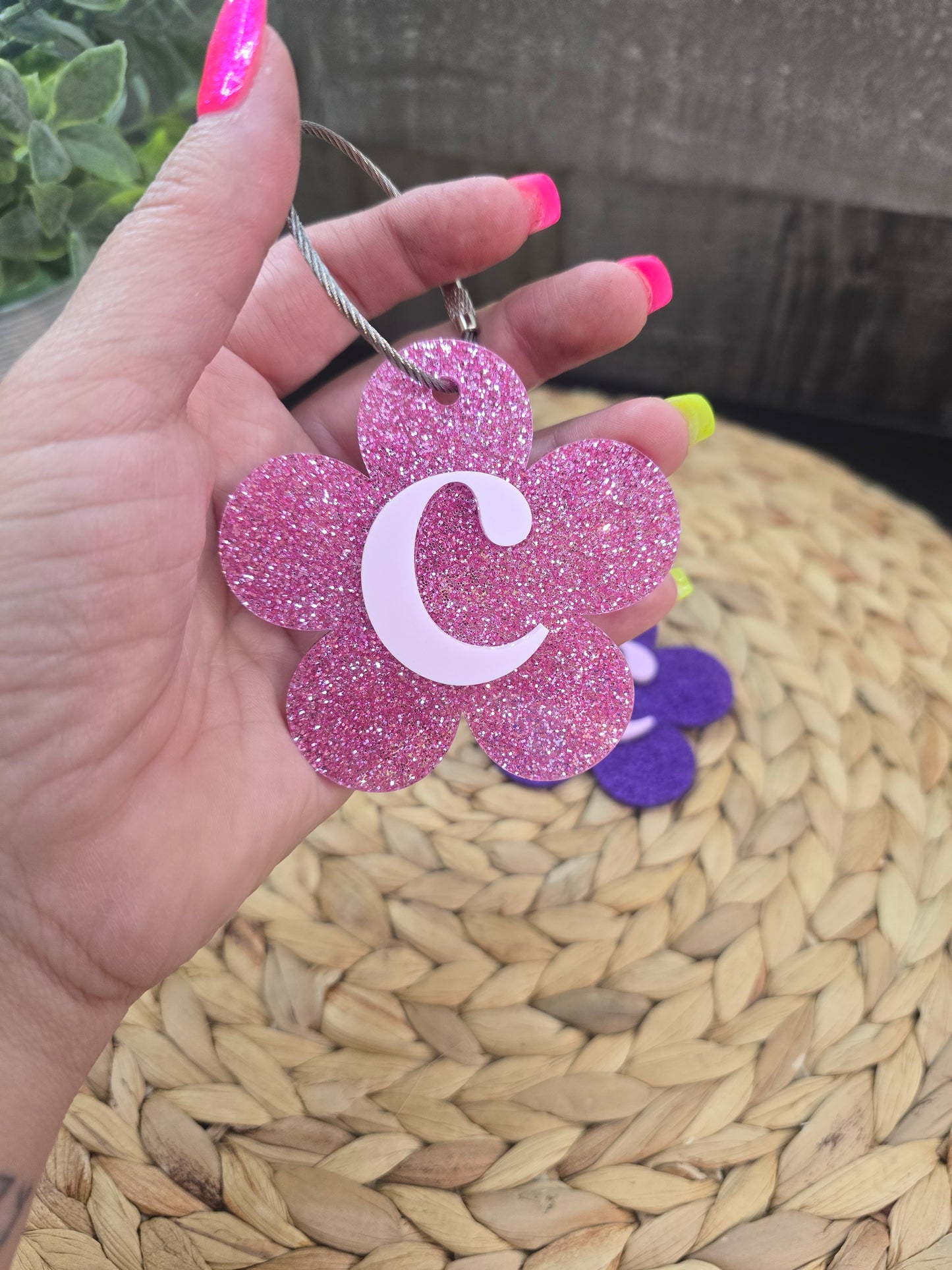 Daisy Monogram Tag