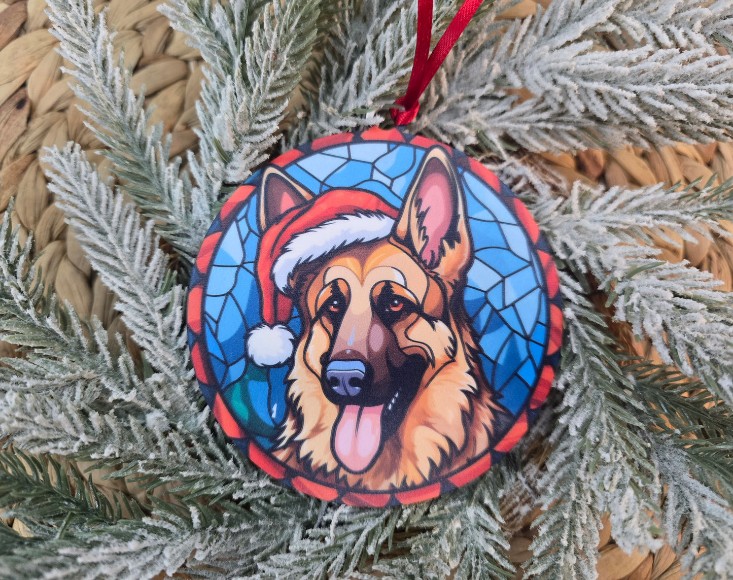 Dog Stained-Glass Inspired Acrylic Ornament - Holiday Keepsake