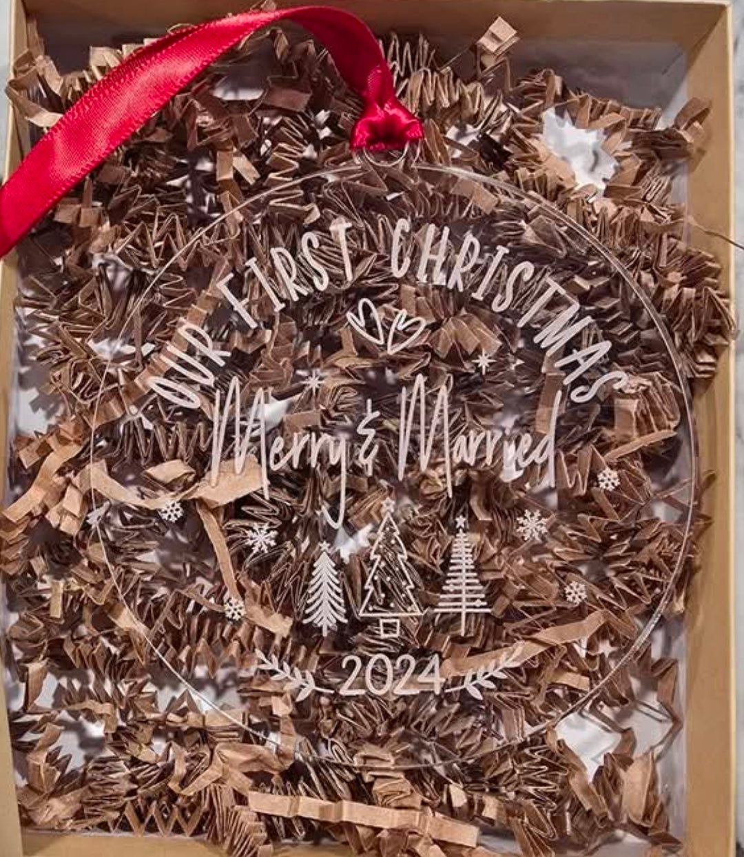 Our First Christmas Merry & Married ornament