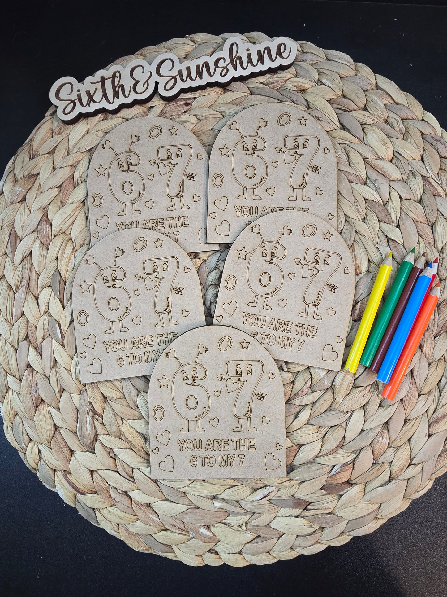 You are the 6 to my 7 - Valentine's Day Coloring Plaque