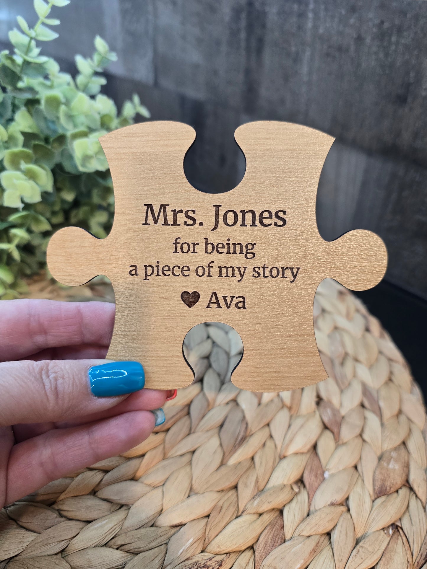 Teacher Appreciation Gift Puzzle Piece – Personalized Classroom Thank You Keepsake