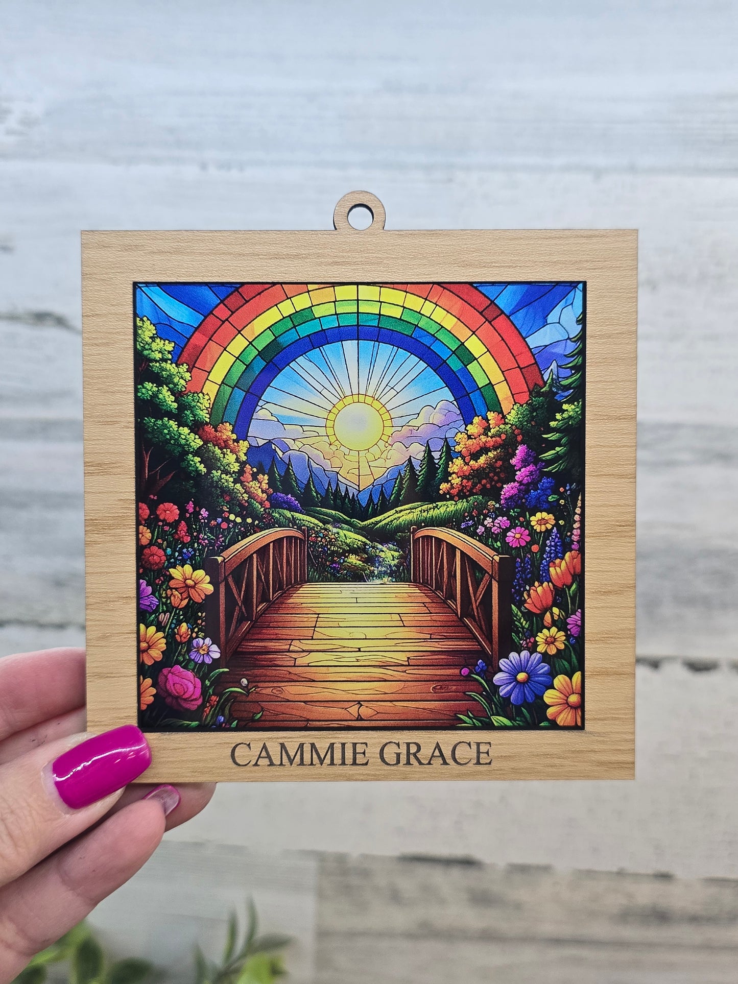 Personalized Rainbow Bridge Pet Memorial Suncatcher