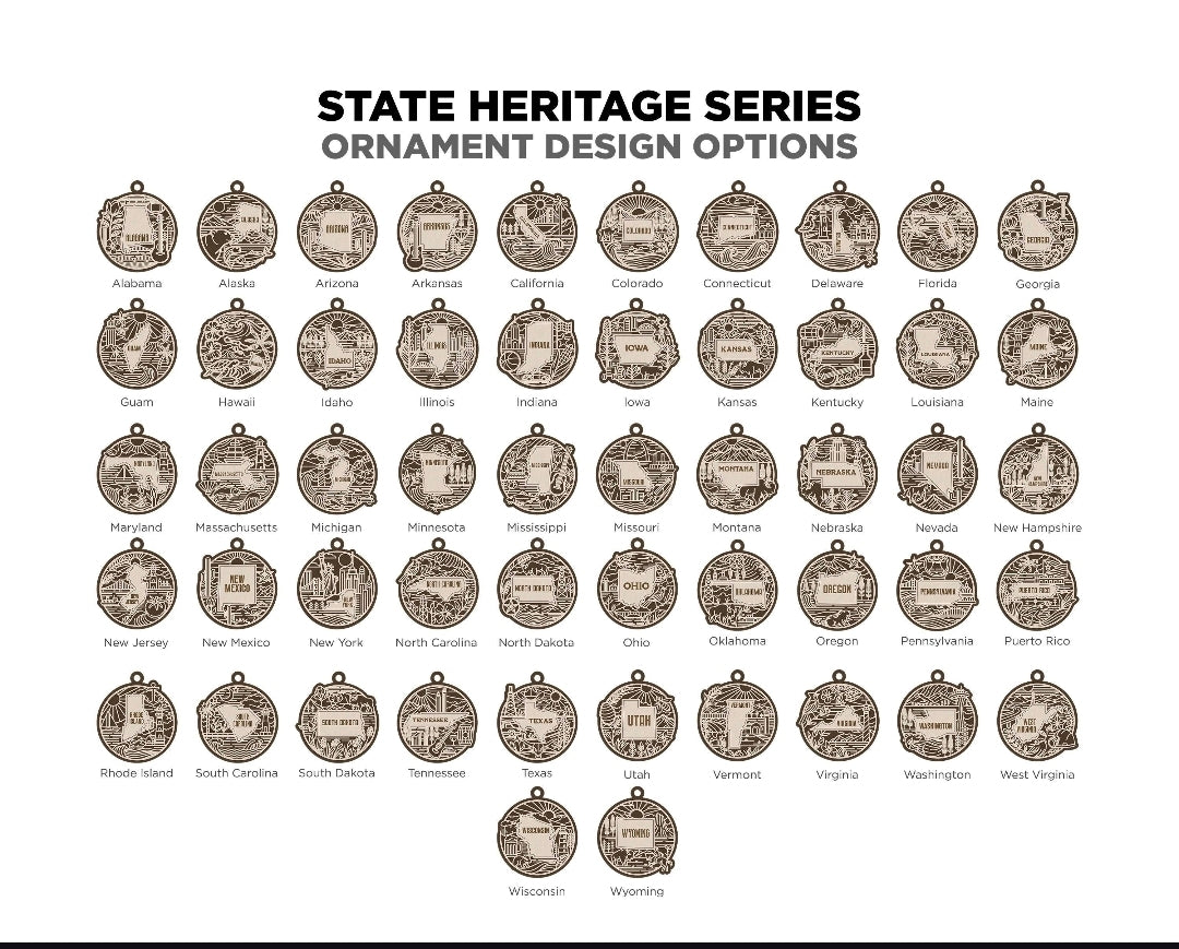 State Ornament – Wood Souvenir & Christmas Keepsake, All 50 States, Two layered