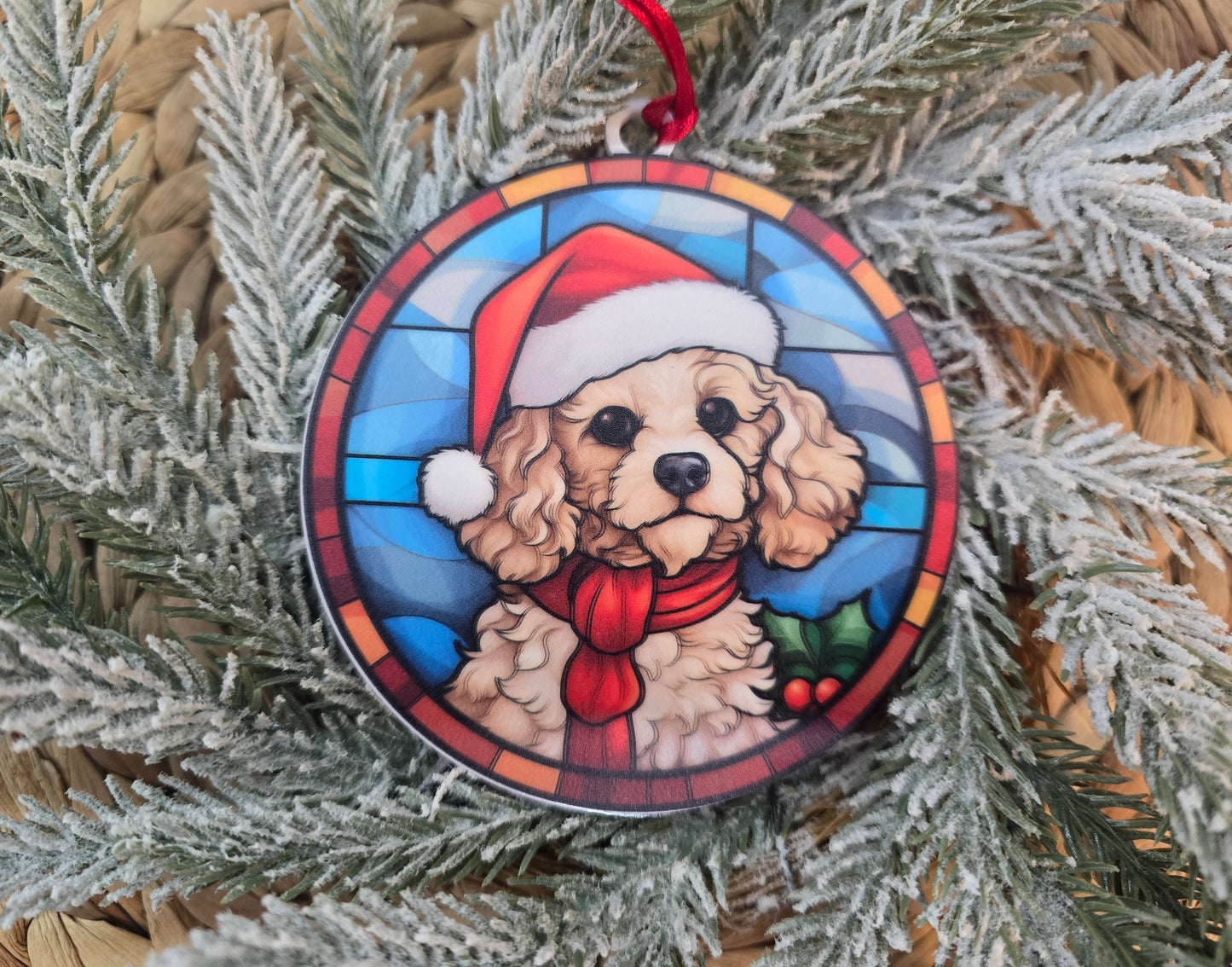 Dog Stained-Glass Inspired Acrylic Ornament - Holiday Keepsake