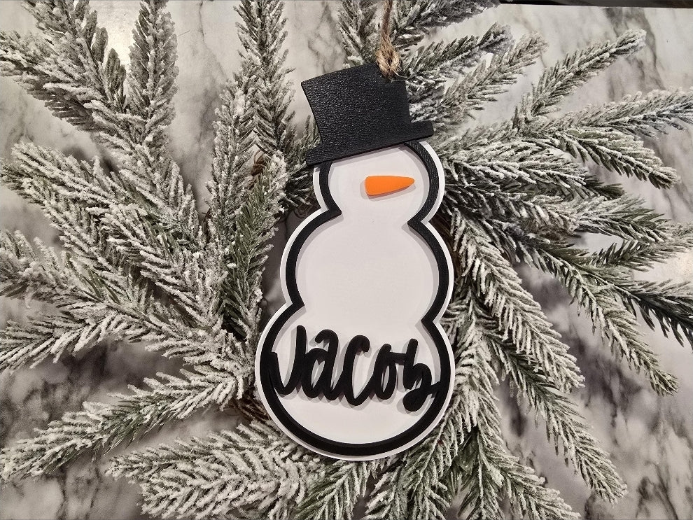Personalized Snowman Ornament - Custom Name Christmas Keepsake