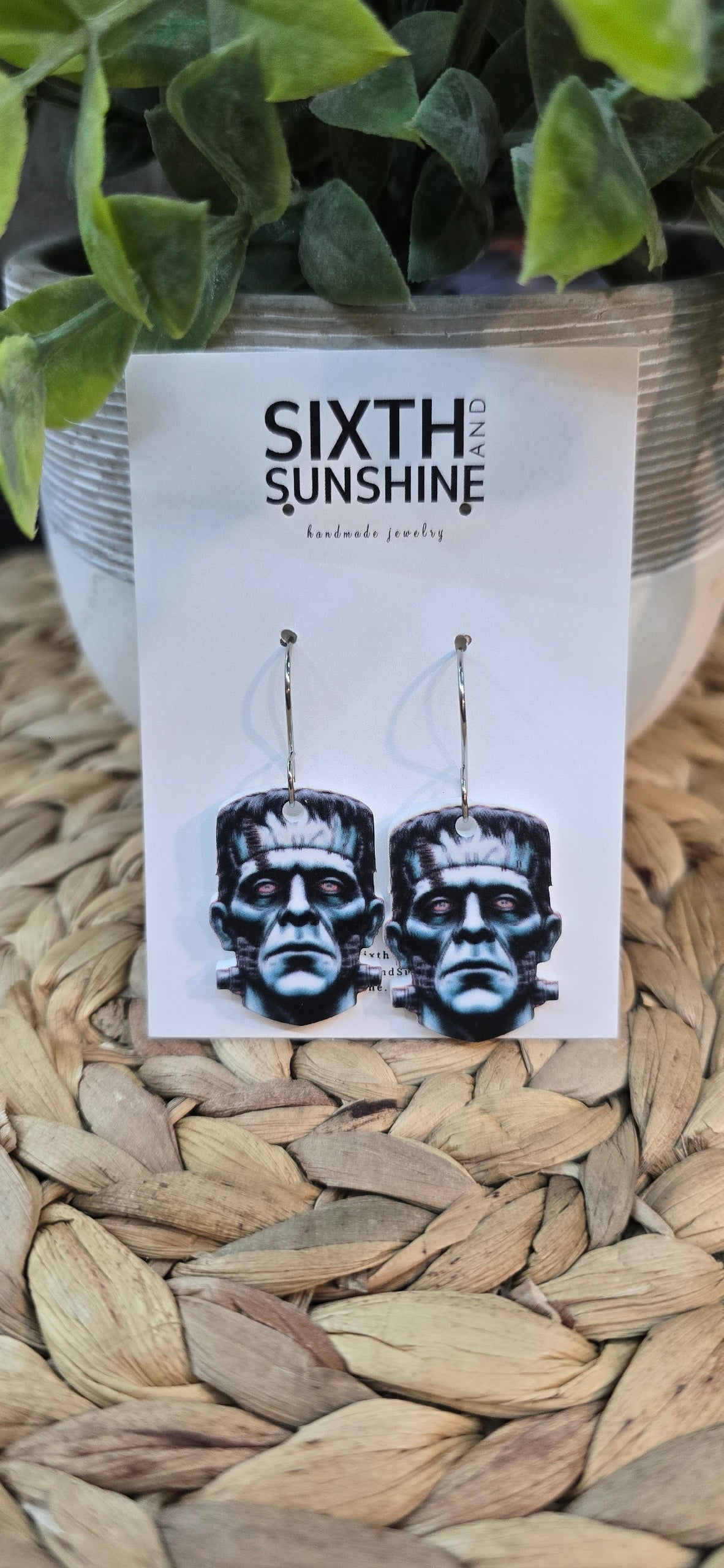 Halloween Frankenstein Earrings - Cute Spooky Dangles