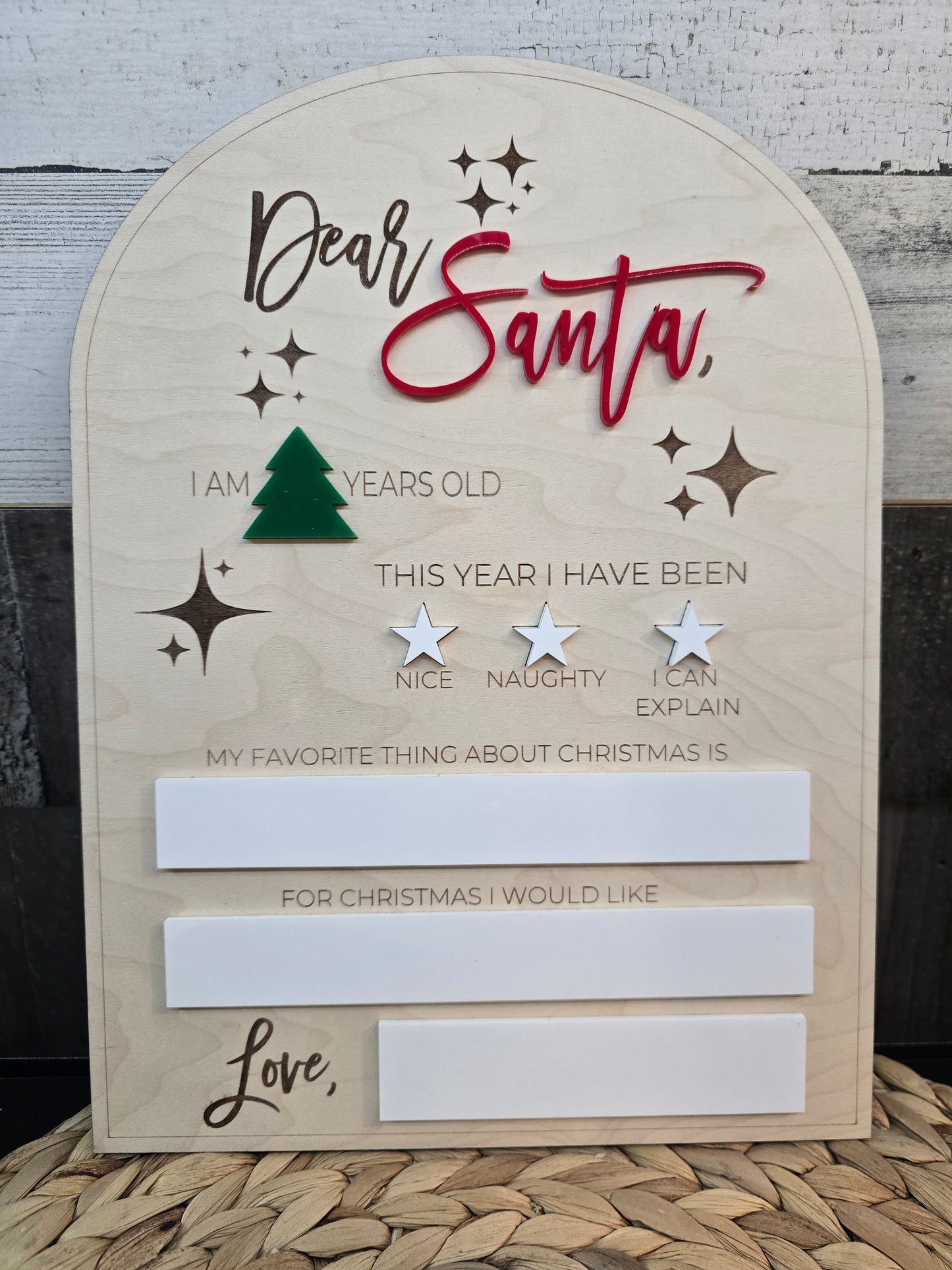 Dear Santa - Acrylic Dry Erase Board