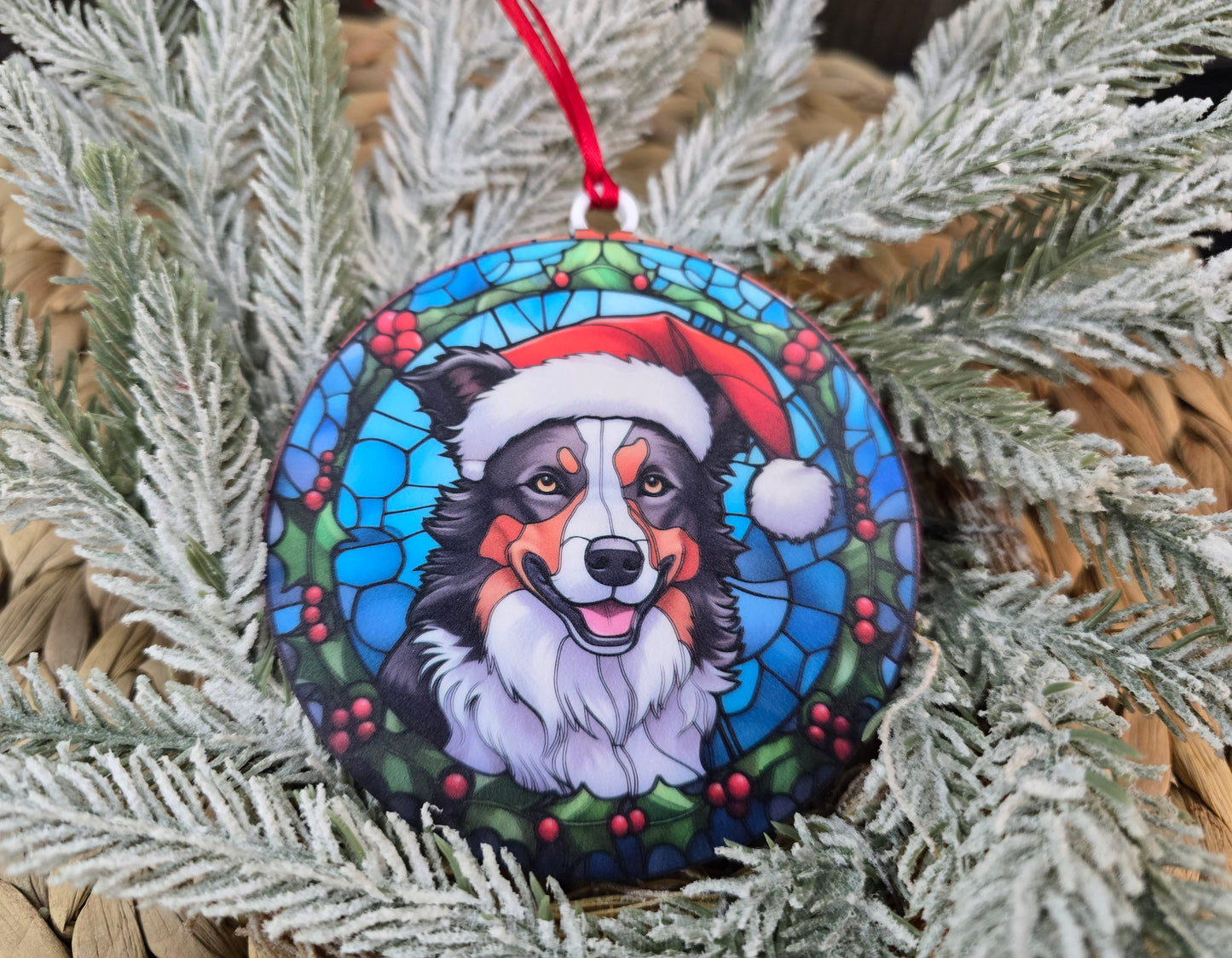 Dog Stained-Glass Inspired Acrylic Ornament - Holiday Keepsake