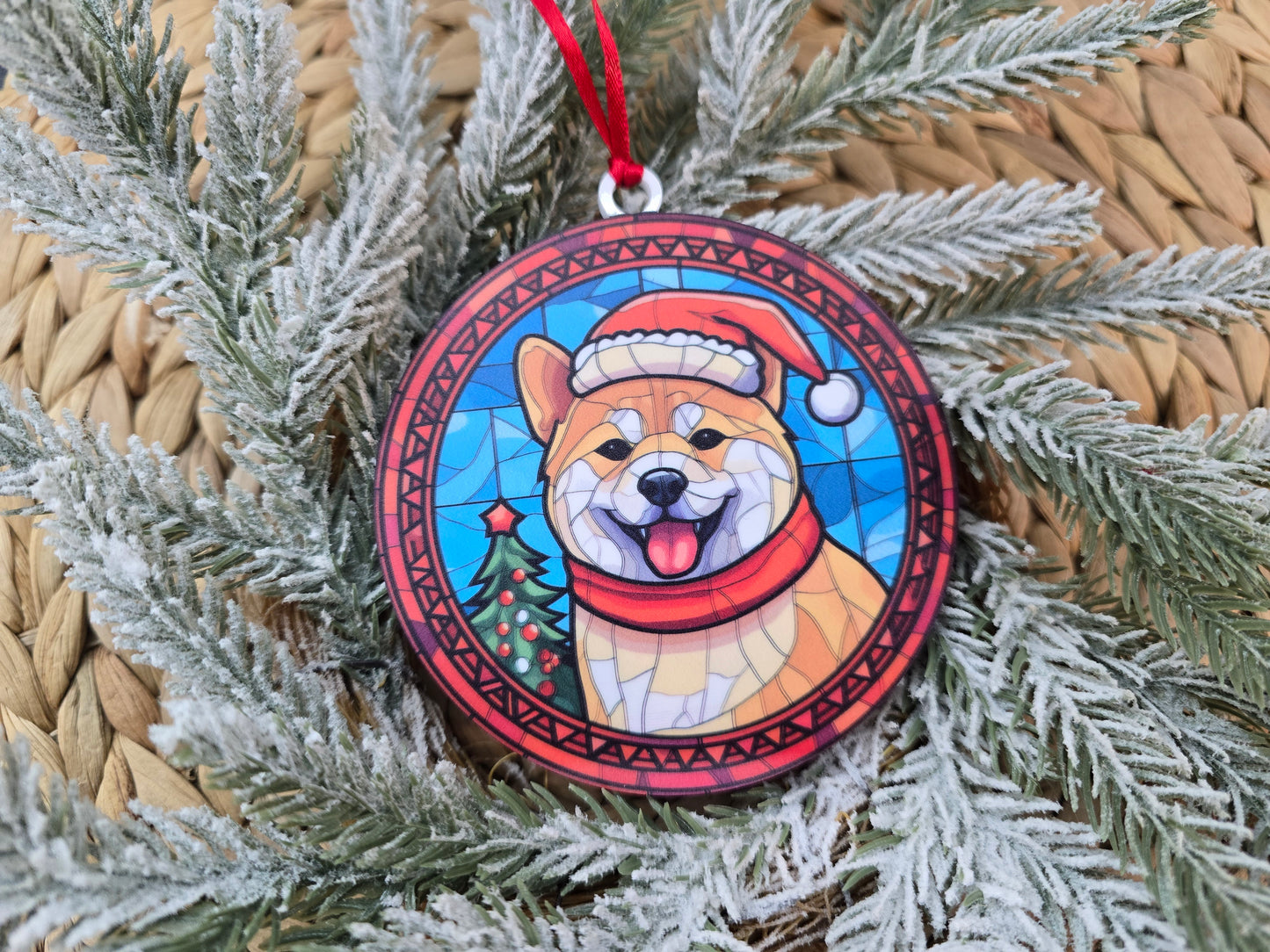 Dog Stained-Glass Inspired Acrylic Ornament - Holiday Keepsake
