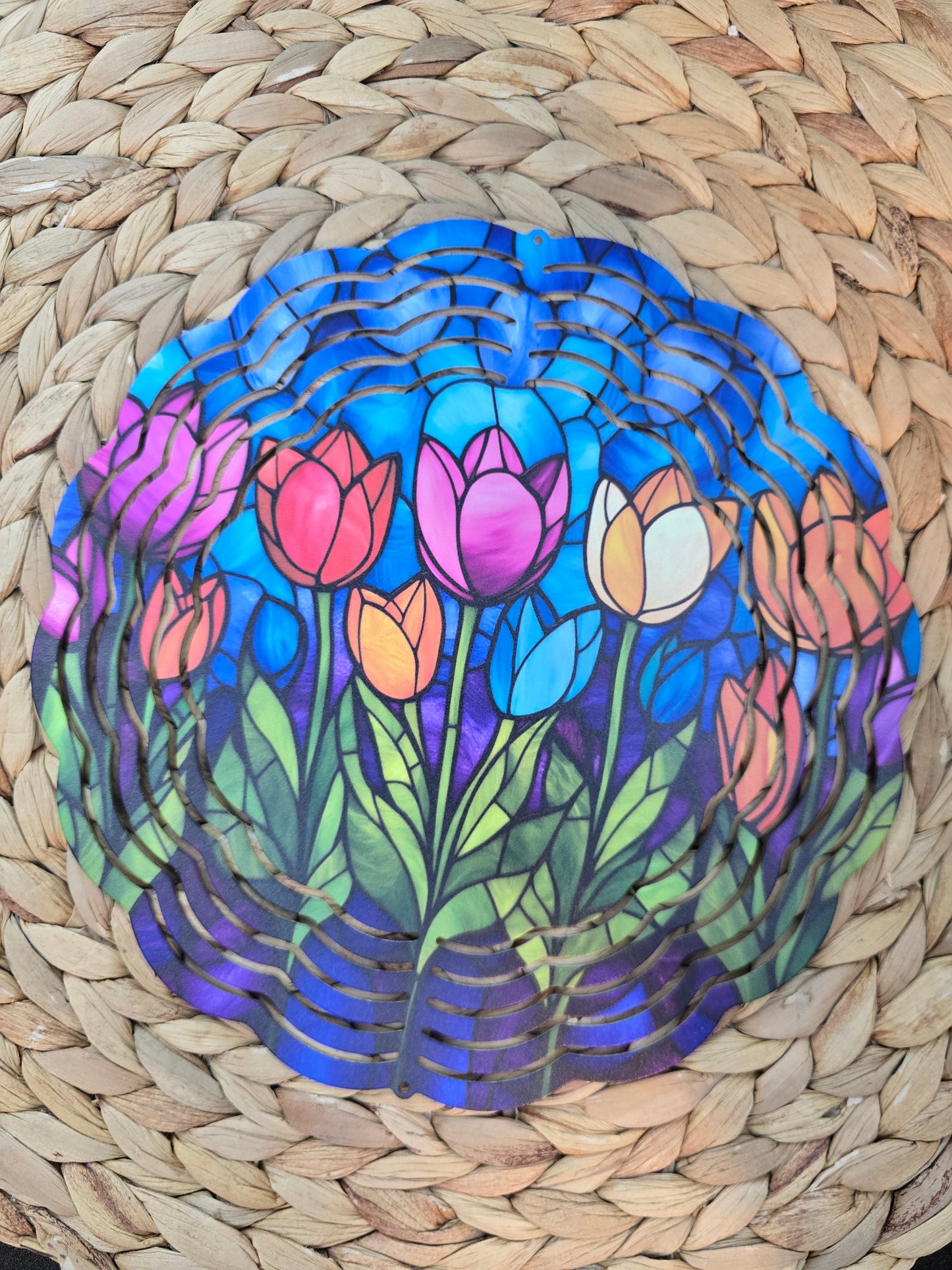 Tulips Wind Spinner – 8” Colorful Spring Garden Decor