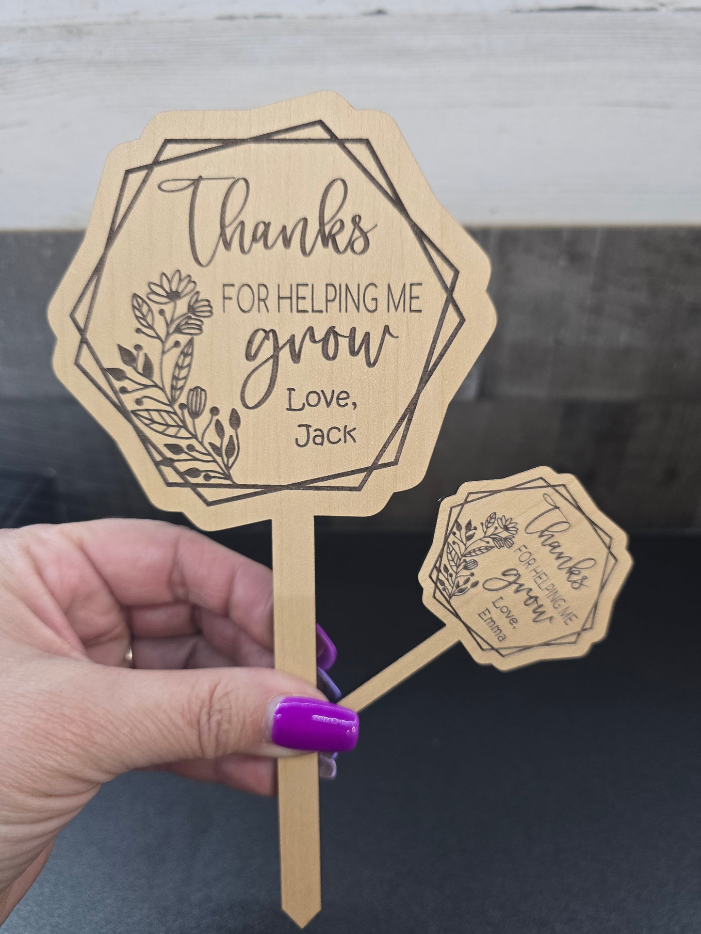 Personalized Teacher Plant Stakes – Thanks for Helping Me Grow Gift