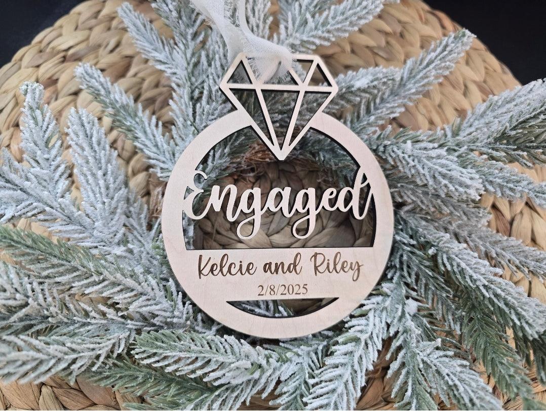 Personalized Engagement Ornament - Custom Name and Date - Christmas Keepsake