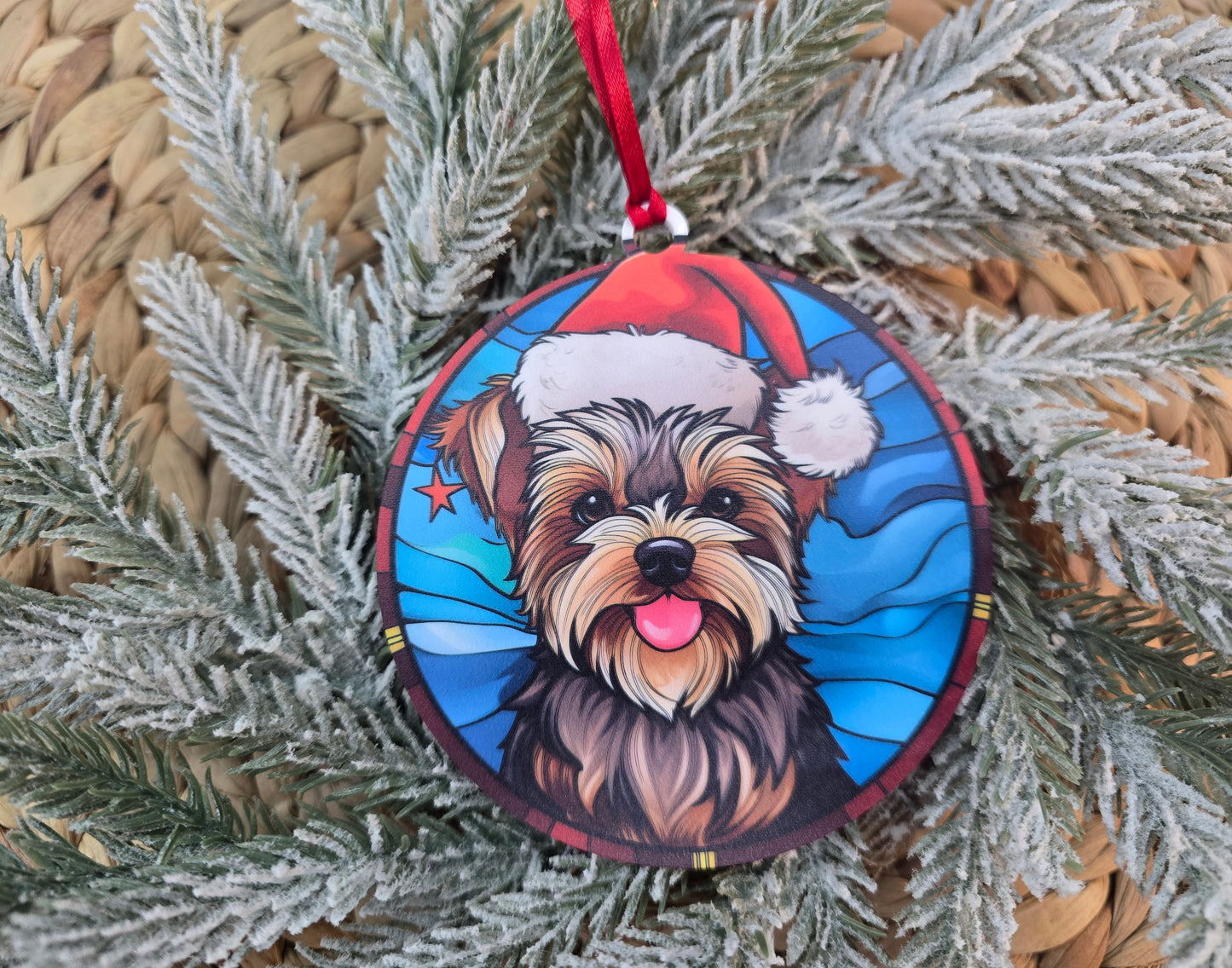 Dog Stained-Glass Inspired Acrylic Ornament - Holiday Keepsake