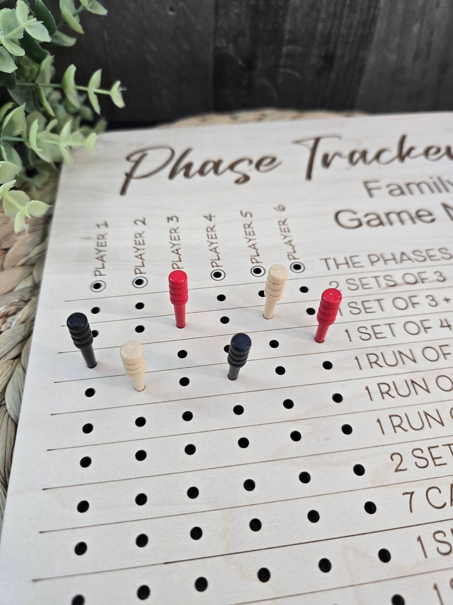 Personalized Phase Tracker Board – Family Game Night Edition
Available in 4 Player or 6 Player Options