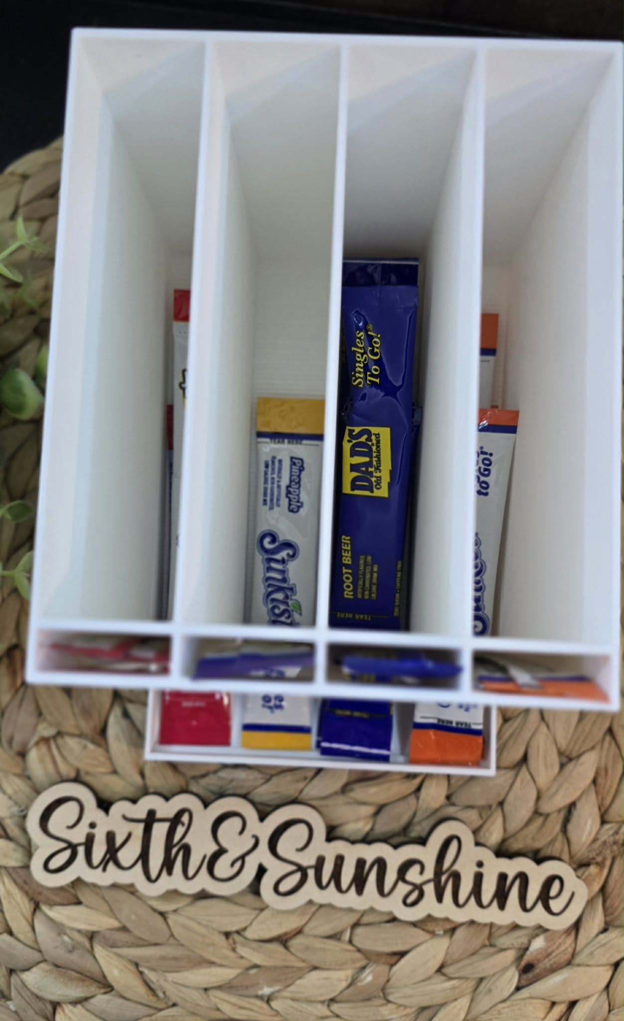 Drink Packet Organizer Dispenser | Countertop Drink Mix Holder | Kitchen Organization | Gravity-Fed Storage