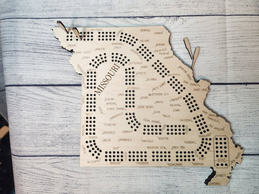 Missouri shaped Cribbage Board