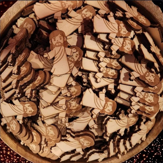 Wooden Pocket Jesus Token - Little Keepsake Reminder of Faith