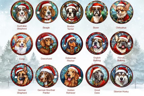 Dog Stained-Glass Inspired Acrylic Ornament - Holiday Keepsake