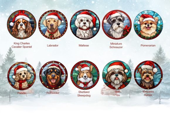 Dog Stained-Glass Inspired Acrylic Ornament - Holiday Keepsake