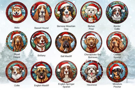 Dog Stained-Glass Inspired Acrylic Ornament - Holiday Keepsake