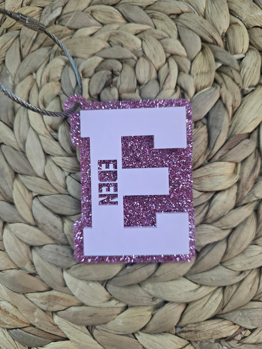Personalized Varsity Letter Bag Tag - Custom Acrylic Sports Team Luggage Tag, Backpack or Gum Bag Accessory