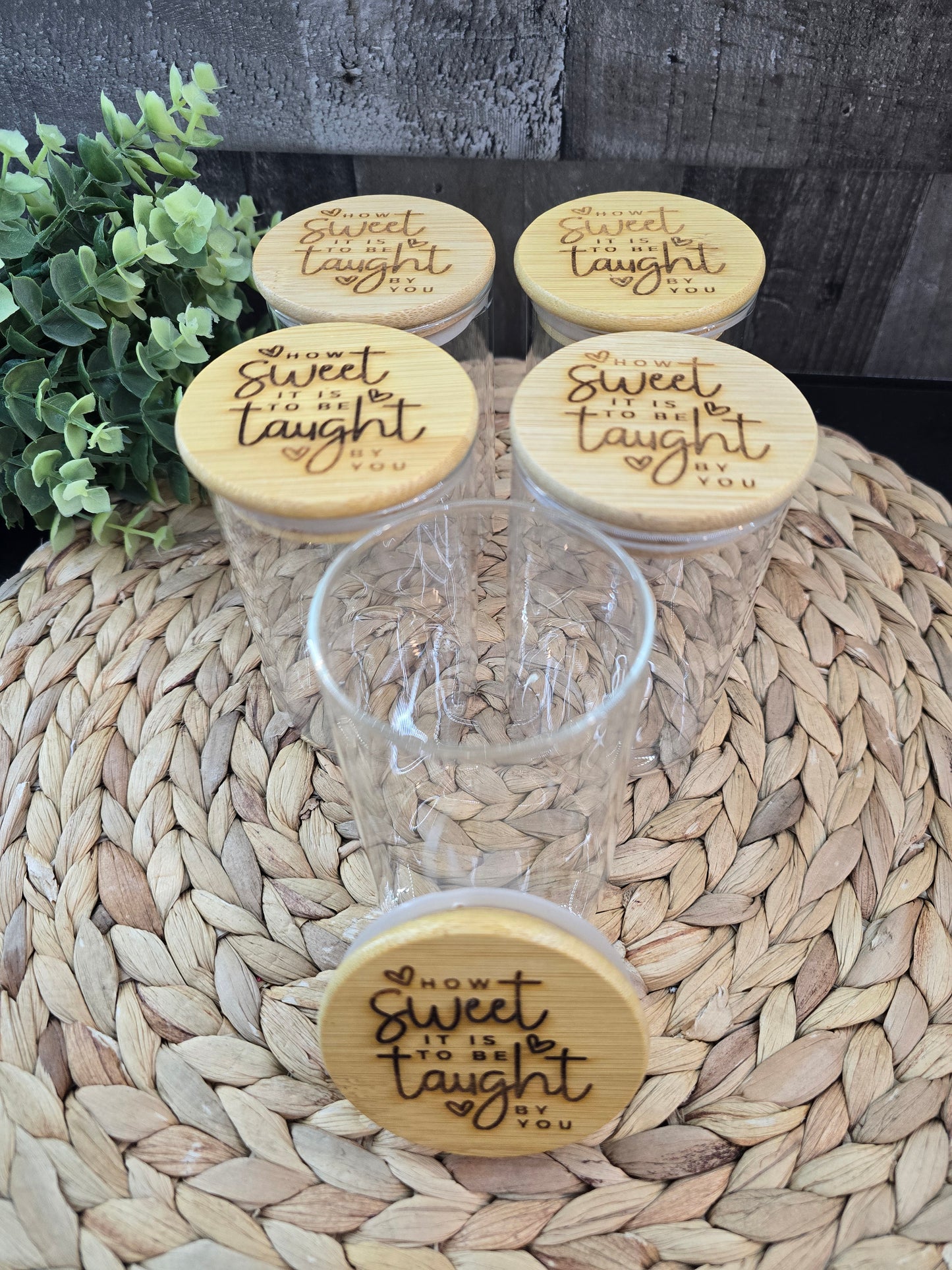 How Sweet It Is Treat Jar – Teacher Appreciation Gift with Engraved Bamboo Lid