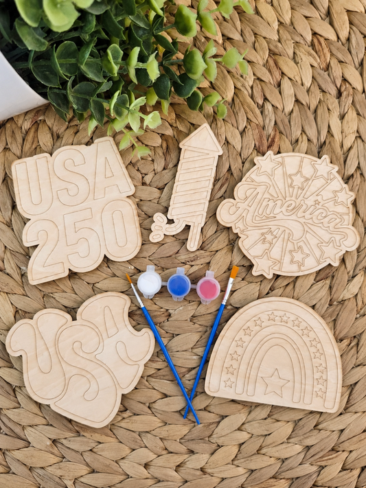 Kids' Patriotic Paint Set – DIY Wood Craft Kit