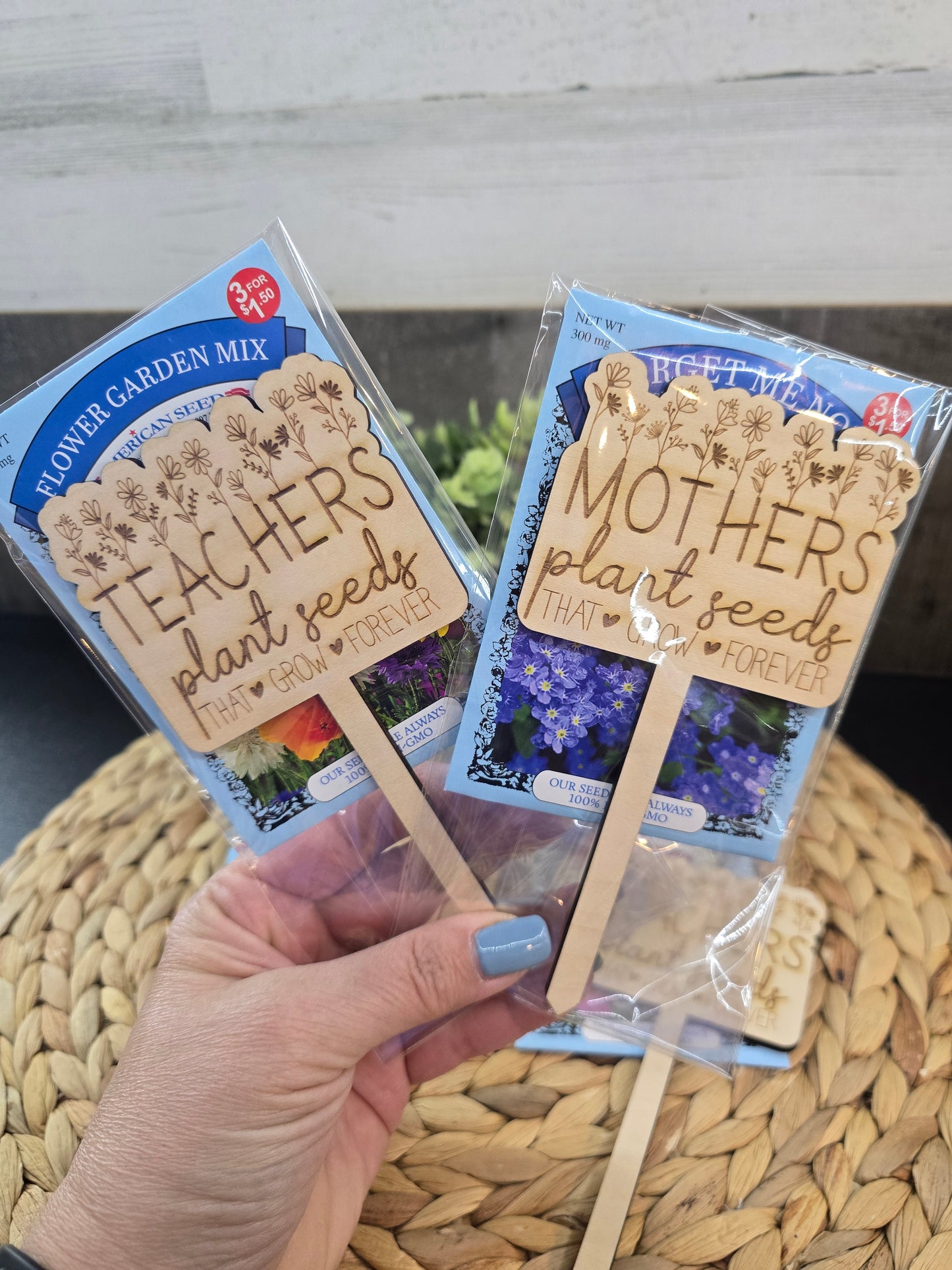 Plant Seeds That Grow Forever Gift – Teacher & Mother Plant Stakes | Garden Gift, Appreciation Gift, Flower Seed Bundle