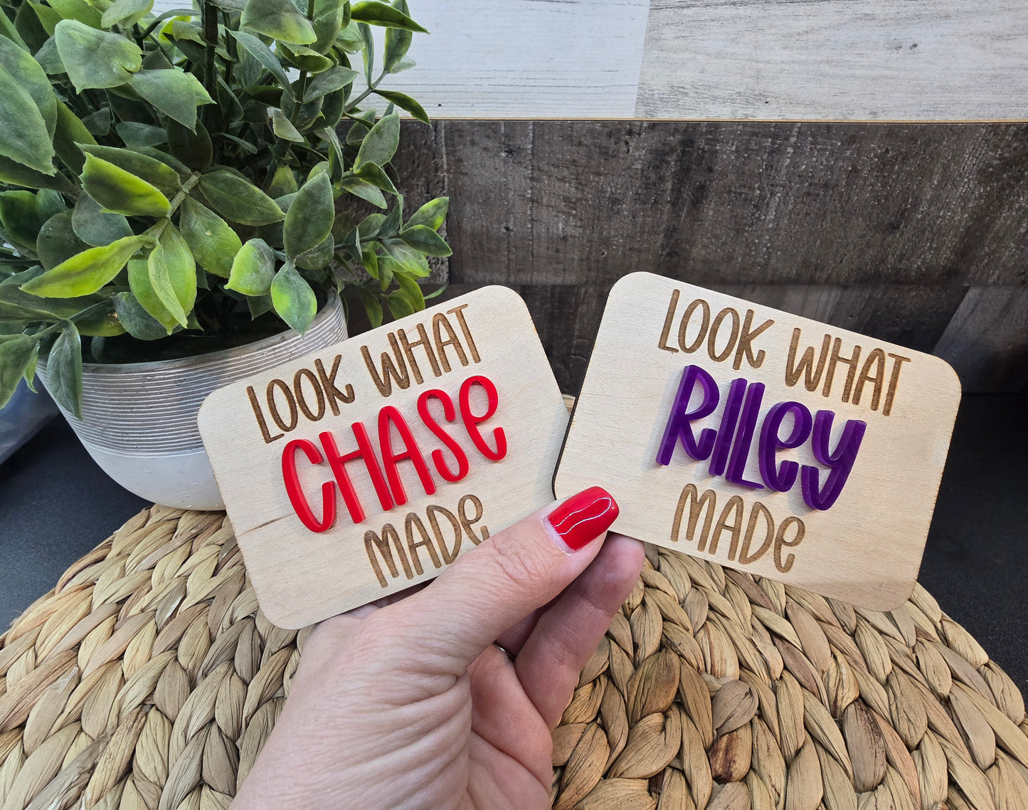 Personalized "Look What _____ Made" Name Magnet - Choose Your Acrylic Color