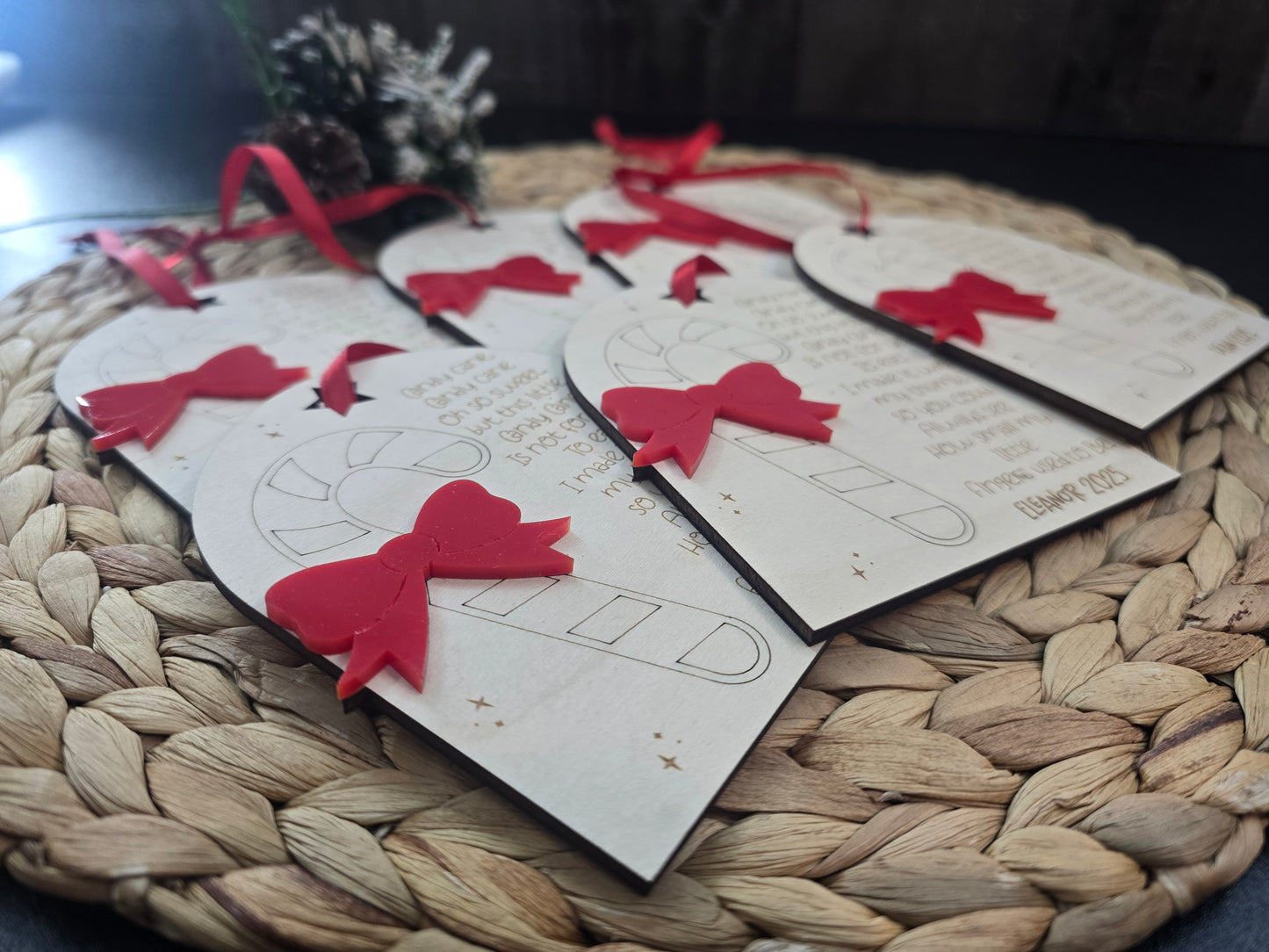 Baby Thumbprint Christmas Ornament – Custom Candy Cane Keepsake (Paint Not Included)