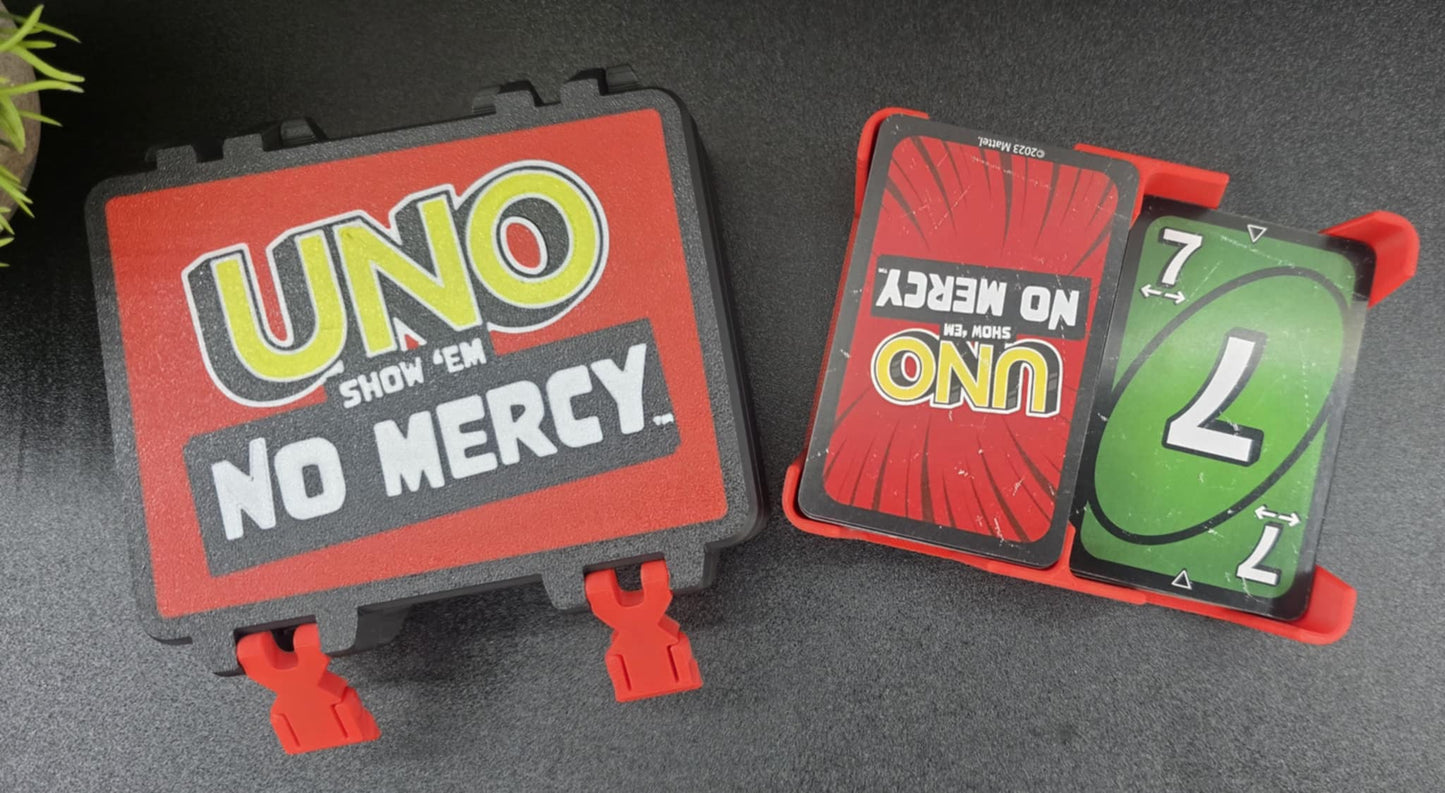 UNO No Mercy Deck Case Card Holder - With Snap Lock and Tray