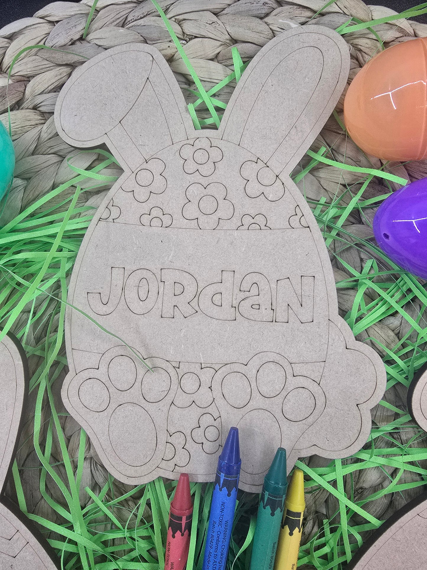 Wooden Easter Bunny Coloring Craft | Kids’ Easter Activity with Crayons or Mini Pencils