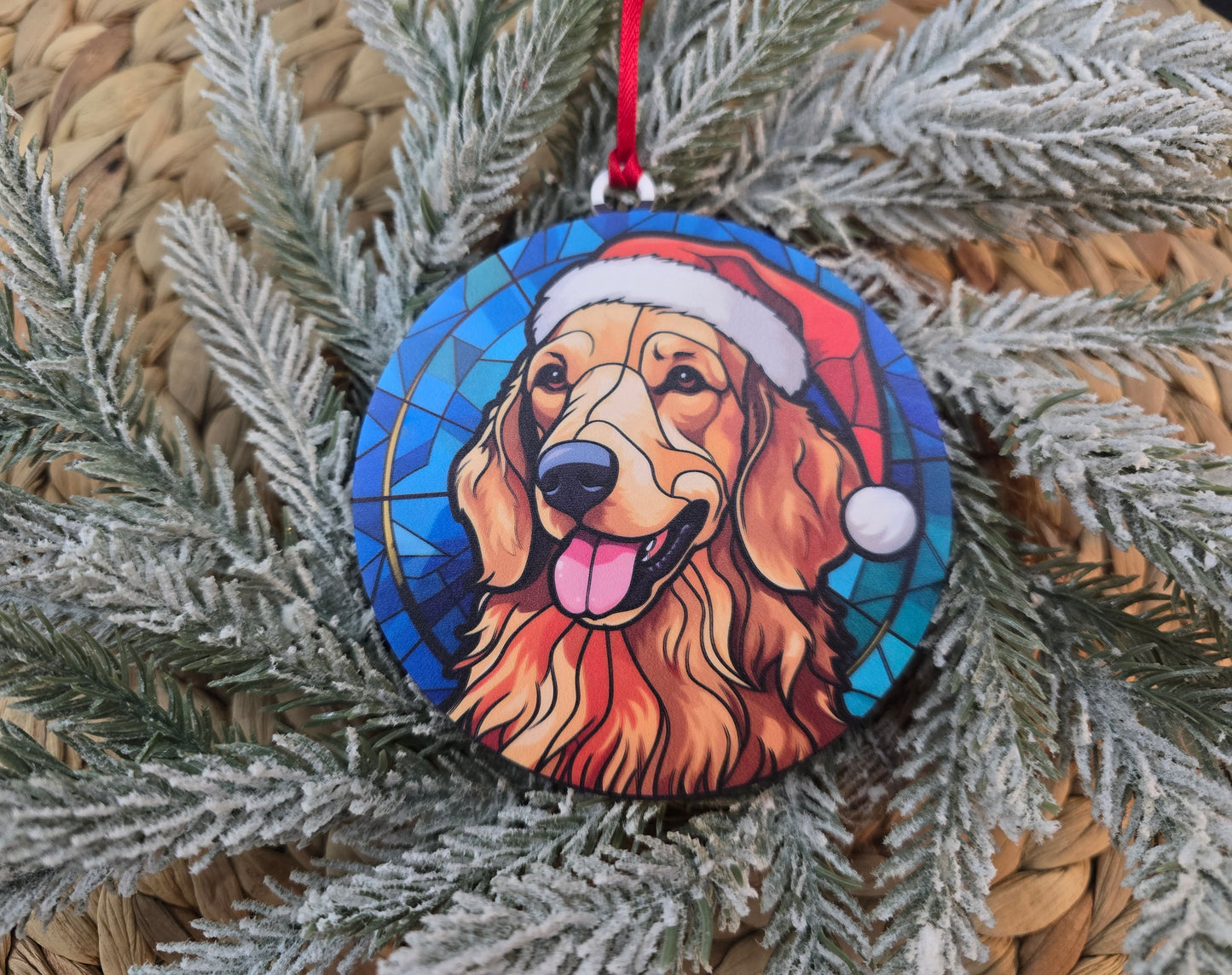 Dog Stained-Glass Inspired Acrylic Ornament - Holiday Keepsake