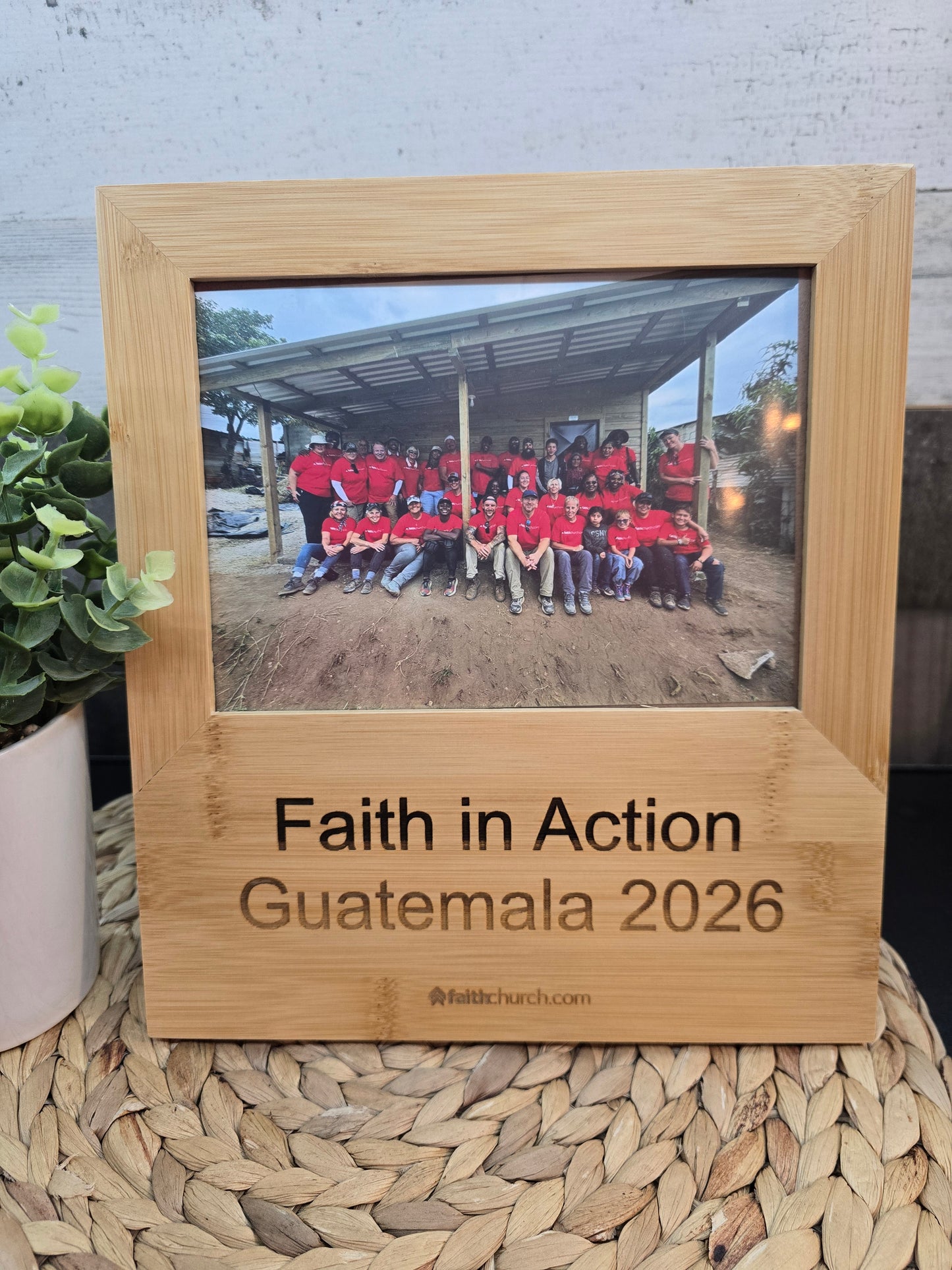 Personalized Engraved Bamboo Photo Frame | Mission Trip Keepsake