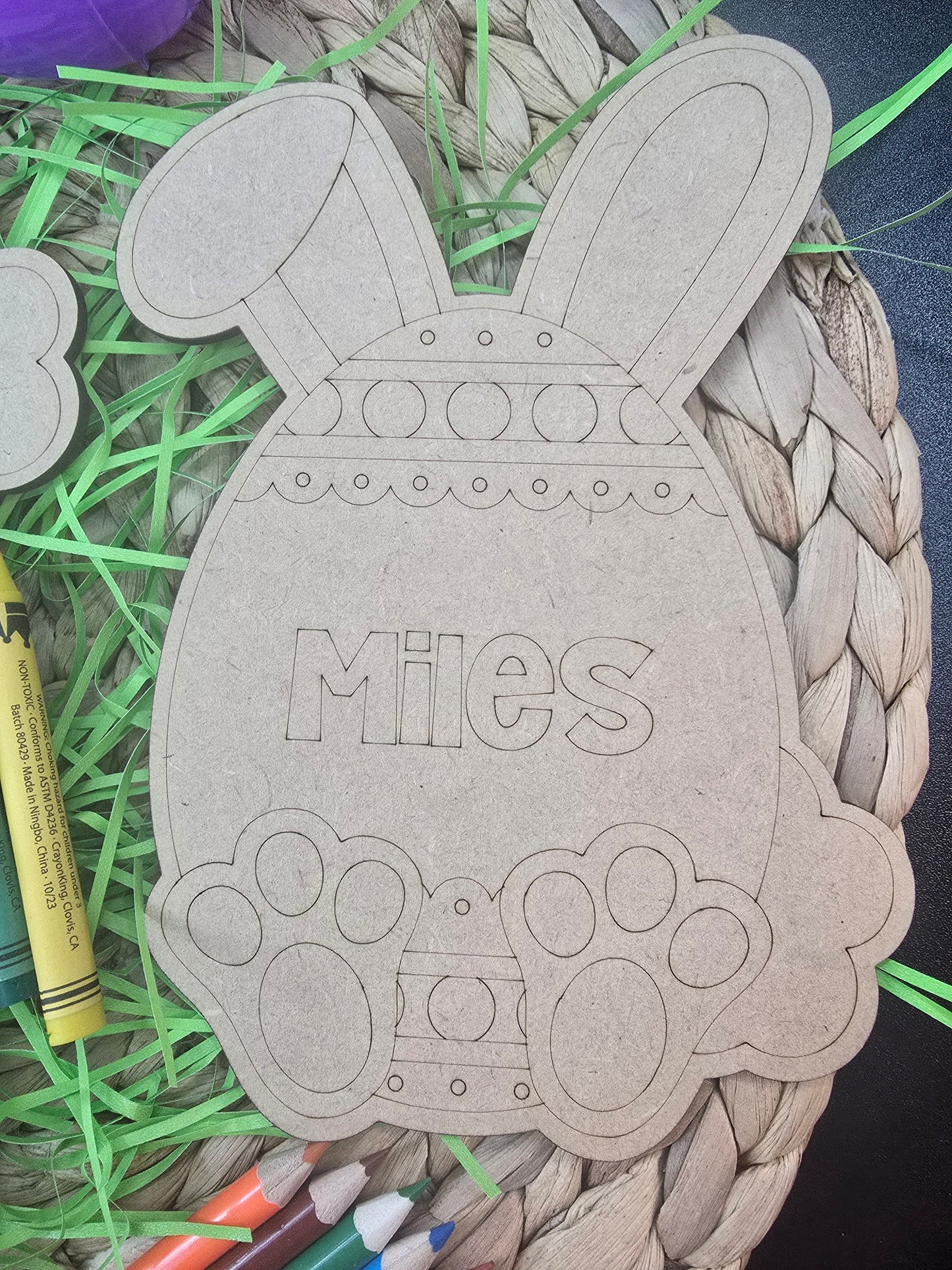Wooden Easter Bunny Coloring Craft | Kids’ Easter Activity with Crayons or Mini Pencils