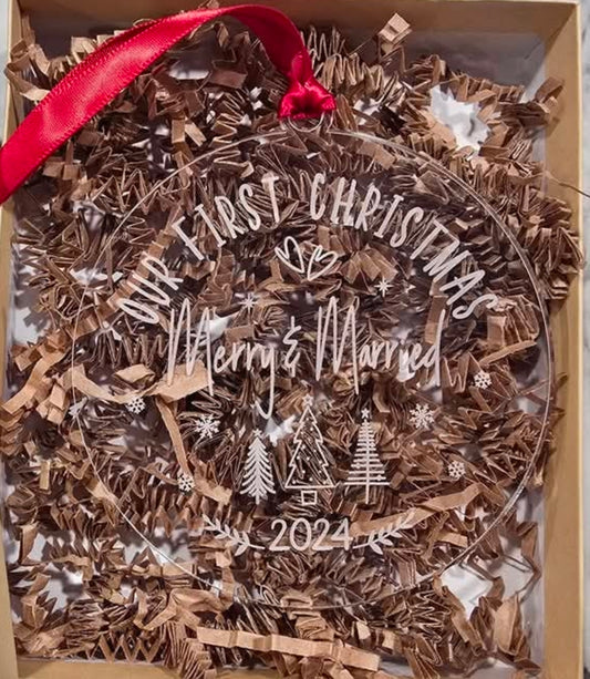 Our First Christmas Merry & Married ornament