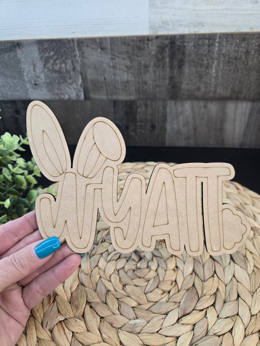 Engraved Easter Bunny Name Sign – Personalized Wooden Keepsake