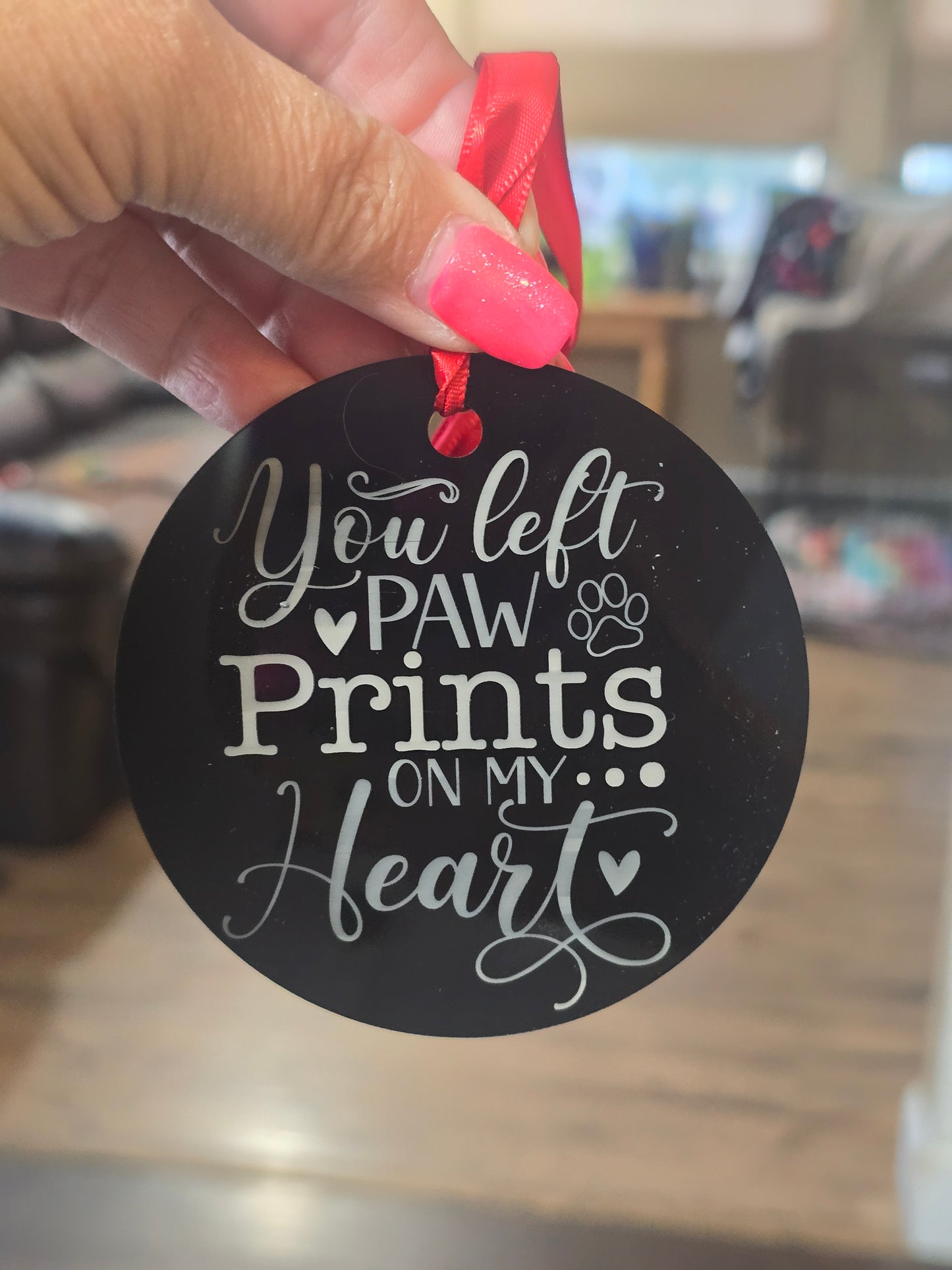 Engraved Black Acrylic Memorial Ornament - Personalized Pet or Loved One Remembrance, Sympathy KeepsakeGift
