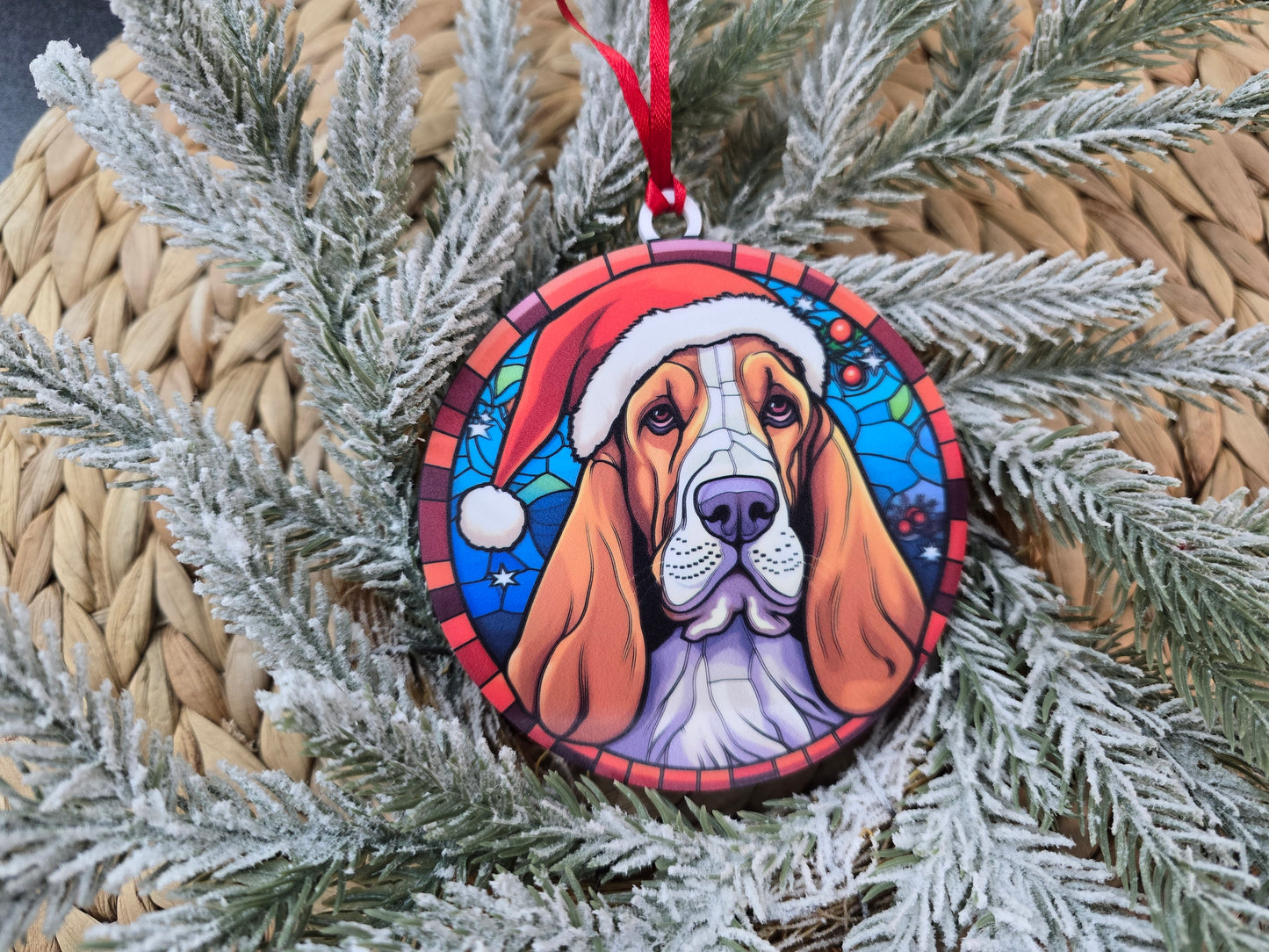 Dog Stained-Glass Inspired Acrylic Ornament - Holiday Keepsake