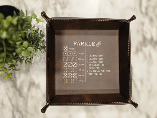 Leatherette Farkle Dice Tray - Travel-Friendly Engraved Dice Tray