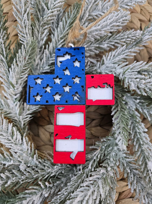 Flag Cross Ornament