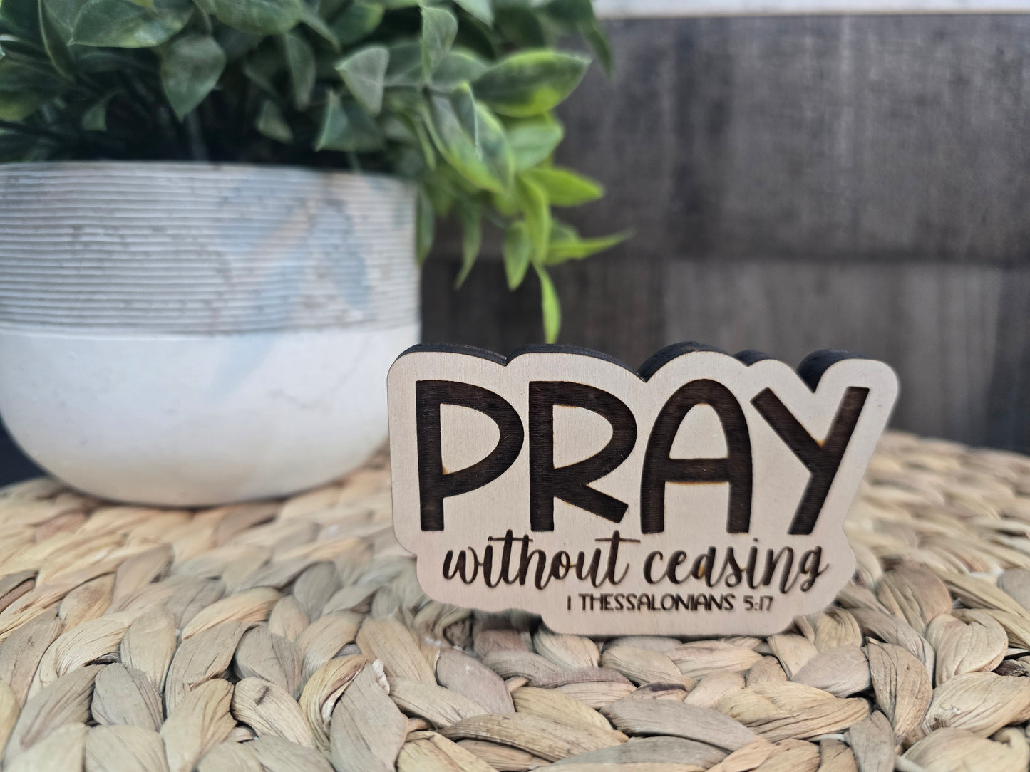 Christian Wooden Shelf Sitter & Magnet - Faith-Based Design