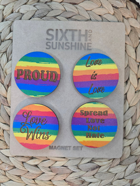 Pride Magnet Set – 4 Laser‑Engraved Wooden Magnets
