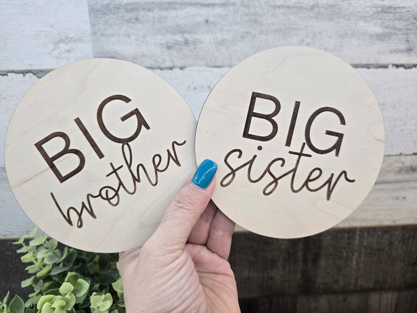 Big Brother Big Sister Baby Announcement Round – Sibling Pregnancy Reveal Keepsake