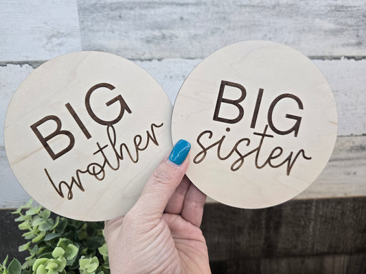 Big Brother Big Sister Baby Announcement Round – Sibling Pregnancy Reveal Keepsake