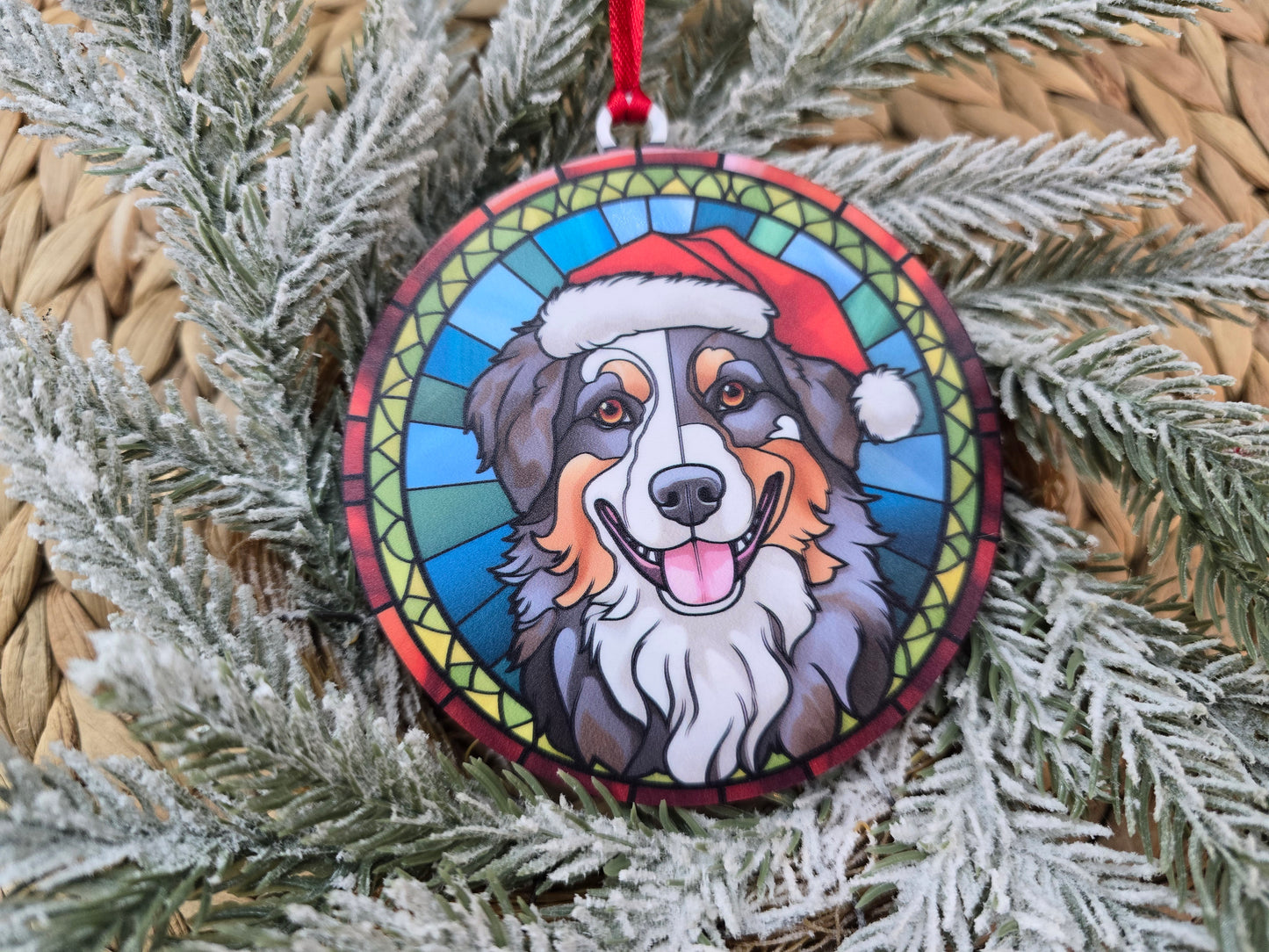Dog Stained-Glass Inspired Acrylic Ornament - Holiday Keepsake