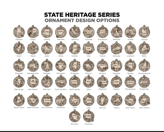 State Ornament – Wood Souvenir & Christmas Keepsake, All 50 States, Two layered