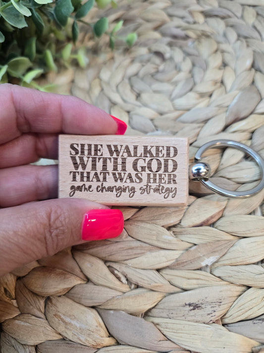 She Walked With God Keychain – Inspirational Christian Gift for Women