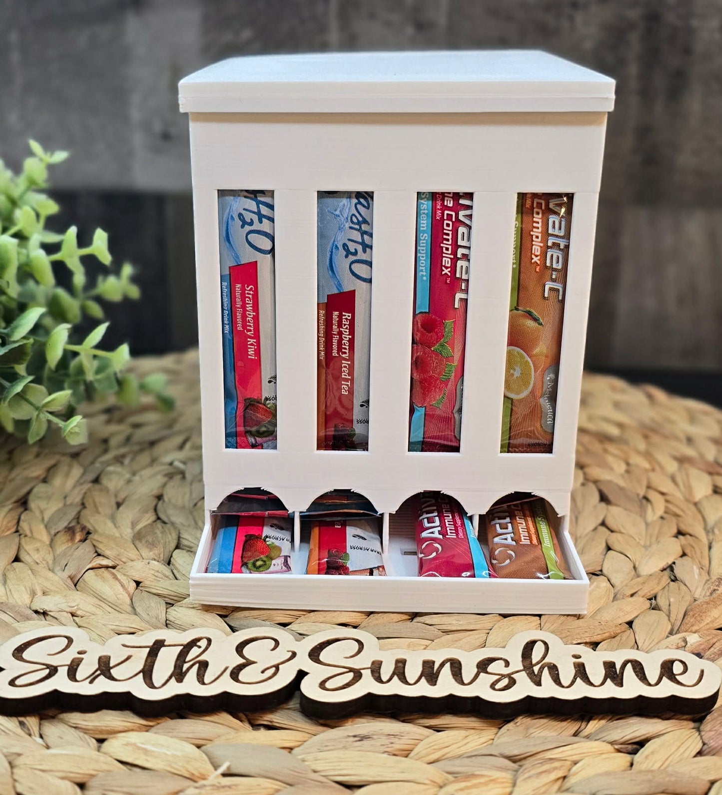 Drink Packet Organizer Dispenser | Countertop Drink Mix Holder | Kitchen Organization | Gravity-Fed Storage